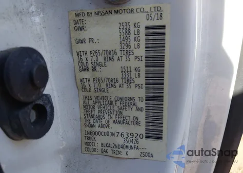 2018 Nissan Frontier Sv из США, поврежденный, VIN 1N6DD0CU0JN763920